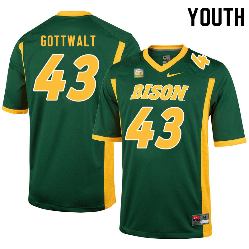 Youth #43 Zach Gottwalt North Dakota State Bison College Football Jerseys Sale-Green
